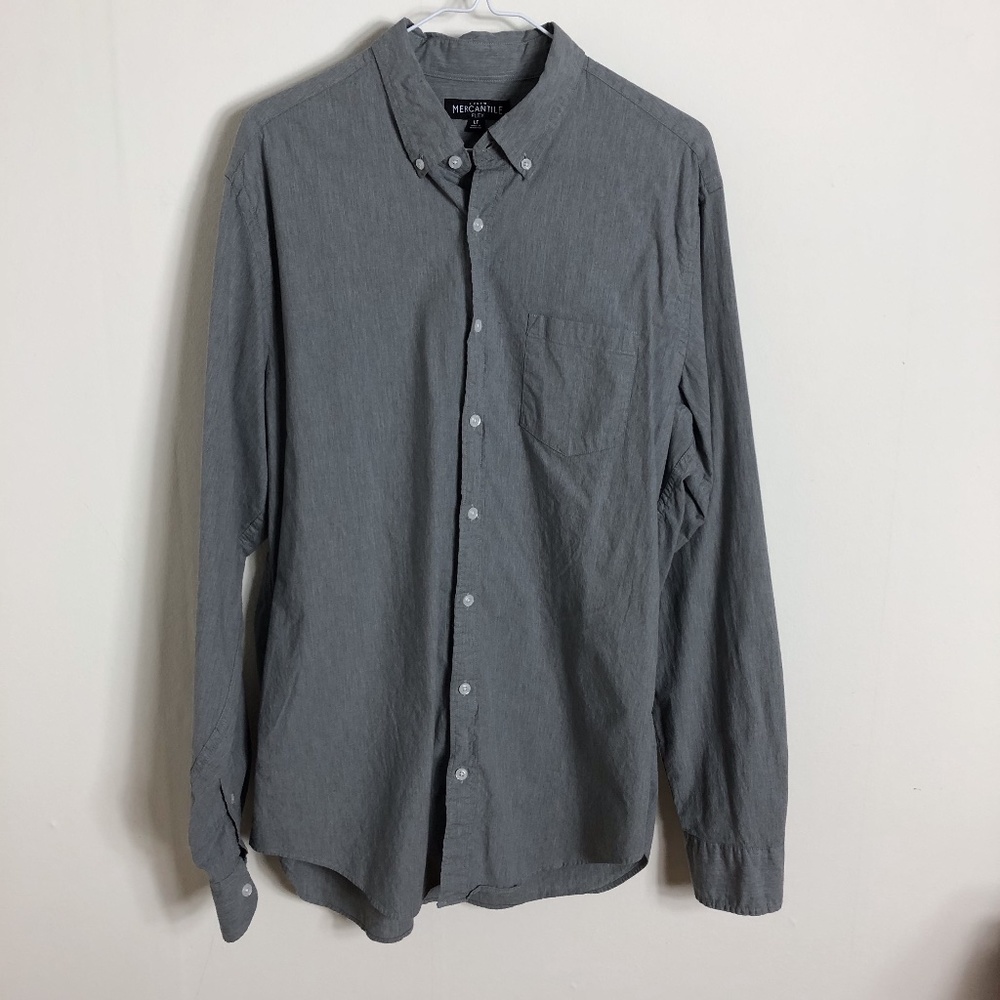 J Crew Mercantile Flex Fit Gray Button Down